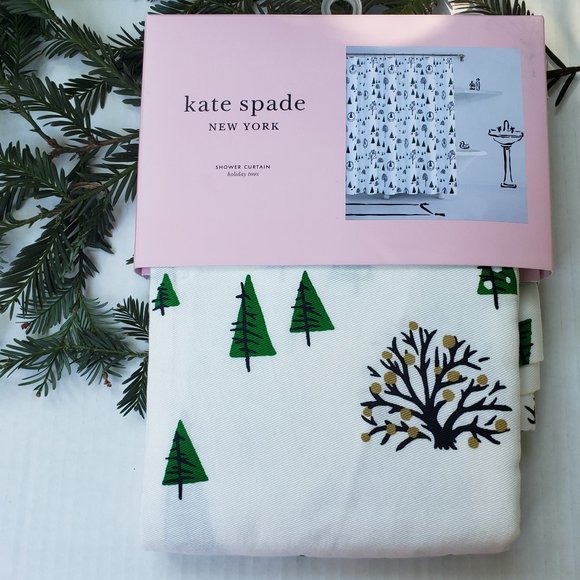 kate spade Bath Nwt Kate Spade Holiday Trees Shower Curtain 72 X 72